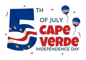 Happy Cape Verde Independence Day Vector Illustration with Waving Flag in Happy Holiday on July 5 Flat Cartoon Hand Drawn Landing Page Templates