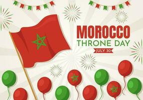 Happy Morocco Throne Day Vector Illustration with Waving Flag in Celebration National Holiday on July 30 Cartoon Hand Drawn Landing Page Templates