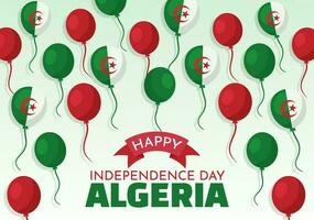 contento Argelia independencia día vector ilustración con ondulación bandera en plano dibujos animados mano dibujado aterrizaje página verde antecedentes plantillas