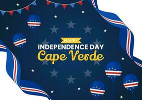 Happy Cape Verde Independence Day Vector Illustration with Waving Flag in Happy Holiday on July 5 Flat Cartoon Hand Drawn Landing Page Templates