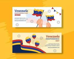 Happy Venezuela Independence Day Horizontal Banner Cartoon Hand Drawn Templates Background Illustration vector