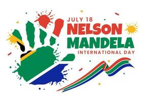 contento nelson mandela internacional día vector ilustración en 18 julio con sur África bandera en plano dibujos animados mano dibujado aterrizaje página plantillas