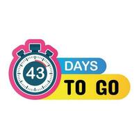 43 Days to go, Countdown timer, Clock icon vector