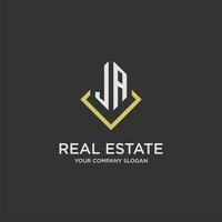 JA initial monogram logo for real estate with polygon style vector