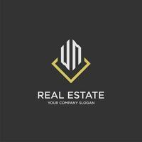 WM initial monogram logo for real estate with polygon style vector
