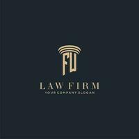 fw inicial monograma bufete de abogados logo con pilar diseño vector