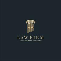 AK initial monogram lawfirm logo with pillar design vector