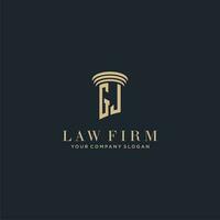 GJ initial monogram lawfirm logo with pillar design vector