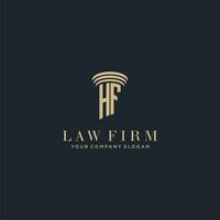 HF initial monogram lawfirm logo with pillar design vector