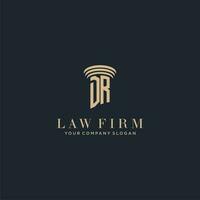 DR initial monogram lawfirm logo with pillar design vector