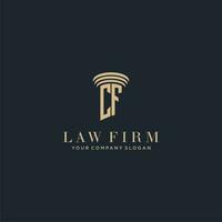 CF initial monogram lawfirm logo with pillar design vector