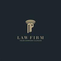 MP initial monogram lawfirm logo with pillar design vector