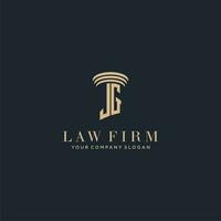 JG initial monogram lawfirm logo with pillar design vector