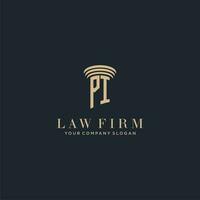 PI initial monogram lawfirm logo with pillar design vector