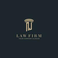 MJ initial monogram lawfirm logo with pillar design vector