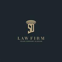 SO initial monogram lawfirm logo with pillar design vector