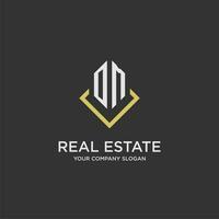 OM initial monogram logo for real estate with polygon style vector