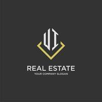 WI initial monogram logo for real estate with polygon style vector