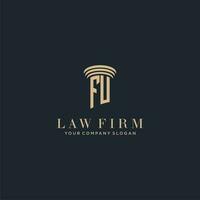 FU initial monogram lawfirm logo with pillar design vector