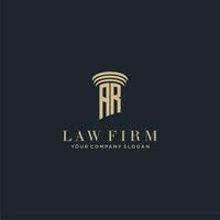 AR initial monogram lawfirm logo with pillar design vector
