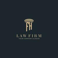 FH initial monogram lawfirm logo with pillar design vector