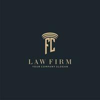 fc inicial monograma bufete de abogados logo con pilar diseño vector