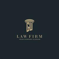 GU initial monogram lawfirm logo with pillar design vector