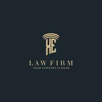 XE initial monogram lawfirm logo with pillar design vector