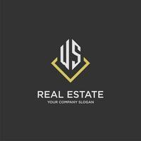 WS initial monogram logo for real estate with polygon style vector