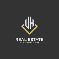 WK initial monogram logo for real estate with polygon style vector