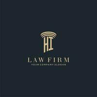 Hola inicial monograma bufete de abogados logo con pilar diseño vector