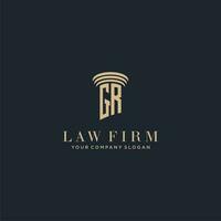 GR initial monogram lawfirm logo with pillar design vector