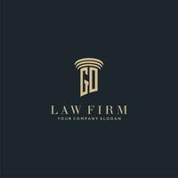 GO initial monogram lawfirm logo with pillar design vector