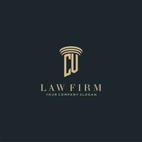 CV initial monogram lawfirm logo with pillar design vector