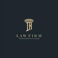 IR initial monogram lawfirm logo with pillar design vector