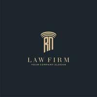 RN initial monogram lawfirm logo with pillar design vector