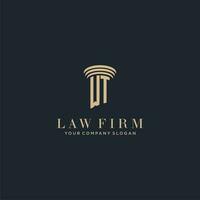 WT initial monogram lawfirm logo with pillar design vector