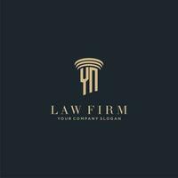 YN initial monogram lawfirm logo with pillar design vector