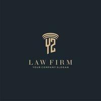 YZ initial monogram lawfirm logo with pillar design vector