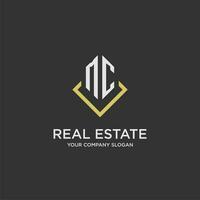 MC initial monogram logo for real estate with polygon style vector