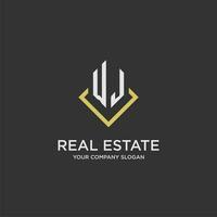 WJ initial monogram logo for real estate with polygon style vector