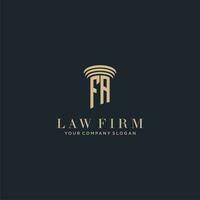 FA initial monogram lawfirm logo with pillar design vector