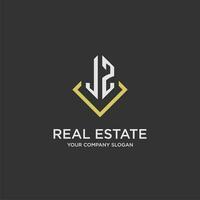 JZ initial monogram logo for real estate with polygon style vector