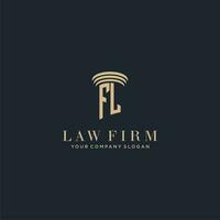 FL initial monogram lawfirm logo with pillar design vector