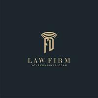FD initial monogram lawfirm logo with pillar design vector