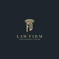 FD initial monogram lawfirm logo with pillar design vector