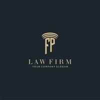 FP initial monogram lawfirm logo with pillar design vector