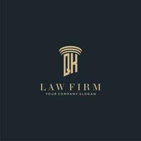 QK initial monogram lawfirm logo with pillar design vector