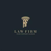 rf inicial monograma bufete de abogados logo con pilar diseño vector