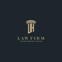 UH initial monogram lawfirm logo with pillar design vector